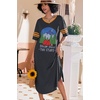 Ekouaer Nightgowns for Women Long Nightgown Plus Size Moo Moos House Dress(Black Forest)