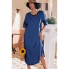 Ekouaer Nightgowns for Women Long Nightgown Plus Size Moo Moos House Dress(Blue)