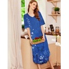 Ekouaer Nightgowns for Women Long Nightgown Plus Size Moo Moos House Dress(Blue Ethnic Style)
