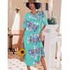 Ekouaer Nightgowns for Women Long Nightgown Plus Size Moo Moos House Dress(Blue Floral)