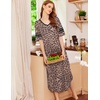 Ekouaer Nightgowns for Women Long Nightgown Plus Size Moo Moos House Dress(Brown Leopard Print)