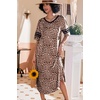 Ekouaer Nightgowns for Women Long Nightgown Plus Size Moo Moos House Dress(Brown Leopard Print)