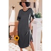 Ekouaer Nightgowns for Women Long Nightgown Plus Size Moo Moos House Dress(Dark Grey)