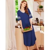Ekouaer Nightgowns for Women Long Nightgown Plus Size Moo Moos House Dress(Deep Blue)
