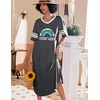 Ekouaer Nightgowns for Women Long Nightgown Plus Size Moo Moos House Dress(Grey Rainbow)
