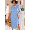 Ekouaer Nightgowns for Women Long Nightgown Plus Size Moo Moos House Dress(Light Blue)