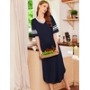 Ekouaer Nightgowns for Women Long Nightgown Plus Size Moo Moos House Dress(Navy Blue)