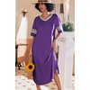 Ekouaer Nightgowns for Women Long Nightgown Plus Size Moo Moos House Dress(Purple)