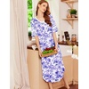 Ekouaer Nightgowns for Women Long Nightgown Plus Size Moo Moos House Dress(Purple Watercolor Flowers)