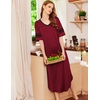 Ekouaer Nightgowns for Women Long Nightgown Plus Size Moo Moos House Dress(Wine Red)