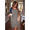 Ekouaer Nightgowns for Women Short Sleeve Night Dress Printed Sleepwear(01 Navy Blue)