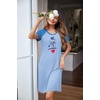 Ekouaer Nightgowns for Women Short Sleeve Night Dress Printed Sleepwear(A-baby Blue-dog)