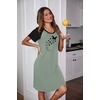 Ekouaer Nightgowns for Women Short Sleeve Night Dress Printed Sleepwear(A-greyish Green-butterfly)