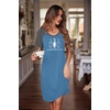 Ekouaer Nightgowns for Women Short Sleeve Night Dress Printed Sleepwear(A-lake Blue-cat)