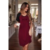 Ekouaer Nightgowns for Women Short Sleeve Night Dress Printed Sleepwear(A-wine Red-meow)