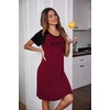 Ekouaer Nightgowns for Women Short Sleeve Night Dress Printed Sleepwear(A-wine Red-meow)