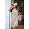 Ekouaer Nightgowns for Women Short Sleeve Night Dress Printed Sleepwear(B-black-wake Me Up Later)