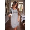 Ekouaer Nightgowns for Women Short Sleeve Night Dress Printed Sleepwear(B-grey)
