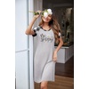 Ekouaer Nightgowns for Women Short Sleeve Night Dress Printed Sleepwear(B-grey)