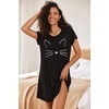 Ekouaer Nightgowns for Women Short Sleeve Night Dress Printed Sleepwear(Black Cat)