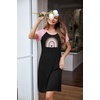 Ekouaer Nightgowns for Women Short Sleeve Night Dress Printed Sleepwear(Black-rainbow)