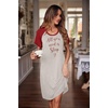 Ekouaer Nightgowns for Women Short Sleeve Night Dress Printed Sleepwear(B-red)