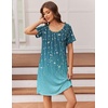 Ekouaer Nightgowns for Women Short Sleeve Night Dress Printed Sleepwear(Cyan Vine)