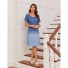 Ekouaer Nightgowns for Women Short Sleeve Night Dress Printed Sleepwear(Dark Blue Vine)