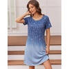 Ekouaer Nightgowns for Women Short Sleeve Night Dress Printed Sleepwear(Dark Blue Vine)