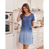 Ekouaer Nightgowns for Women Short Sleeve Night Dress Printed Sleepwear(Dark Blue Vine)