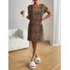 Ekouaer Nightgowns for Women Short Sleeve Night Dress Printed Sleepwear(Leopard Print)