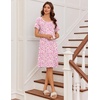 Ekouaer Nightgowns for Women Short Sleeve Night Dress Printed Sleepwear(Pink Floral)