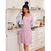Ekouaer Nightgowns for Women Short Sleeve Night Dress Printed Sleepwear(Pink Floral)