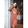 Ekouaer Nightgowns for Women Short Sleeve Night Dress Printed Sleepwear(Pink-moon)