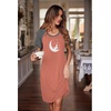 Ekouaer Nightgowns for Women Short Sleeve Night Dress Printed Sleepwear(Pink-moon)
