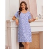 Ekouaer Nightgowns for Women Short Sleeve Night Dress Printed Sleepwear(Purple Point)