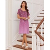 Ekouaer Nightgowns for Women Short Sleeve Night Dress Printed Sleepwear(Purple Vine)