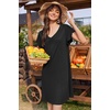 Ekouaer Nightgowns for Women Short Sleeve Night Gown Comfy Sleep Shirt(A_black)