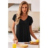 Ekouaer Nightgowns for Women Short Sleeve Night Gown Comfy Sleep Shirt(A_black)