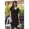 Ekouaer Nightgowns for Women Short Sleeve Night Gown Comfy Sleep Shirt(A_black)