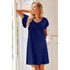 Ekouaer Nightgowns for Women Short Sleeve Night Gown Comfy Sleep Shirt(A_navy Blue)