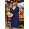 Ekouaer Nightgowns for Women Short Sleeve Night Gown Comfy Sleep Shirt(A_navy Blue)