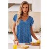 Ekouaer Nightgowns for Women Short Sleeve Night Gown Comfy Sleep Shirt(Blue Dog Paw)