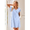 Ekouaer Nightgowns for Women Short Sleeve Night Gown Comfy Sleep Shirt(Blue Floral)