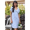 Ekouaer Nightgowns for Women Short Sleeve Night Gown Comfy Sleep Shirt(Blue Floral)