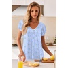 Ekouaer Nightgowns for Women Short Sleeve Night Gown Comfy Sleep Shirt(Blue Floral)