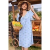 Ekouaer Nightgowns for Women Short Sleeve Night Gown Comfy Sleep Shirt(Blue Floral)