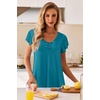 Ekouaer Nightgowns for Women Short Sleeve Night Gown Comfy Sleep Shirt(Blue Green)