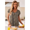 Ekouaer Nightgowns for Women Short Sleeve Night Gown Comfy Sleep Shirt(Brown Leopard)