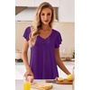 Ekouaer Nightgowns for Women Short Sleeve Night Gown Comfy Sleep Shirt(Deep Purple)